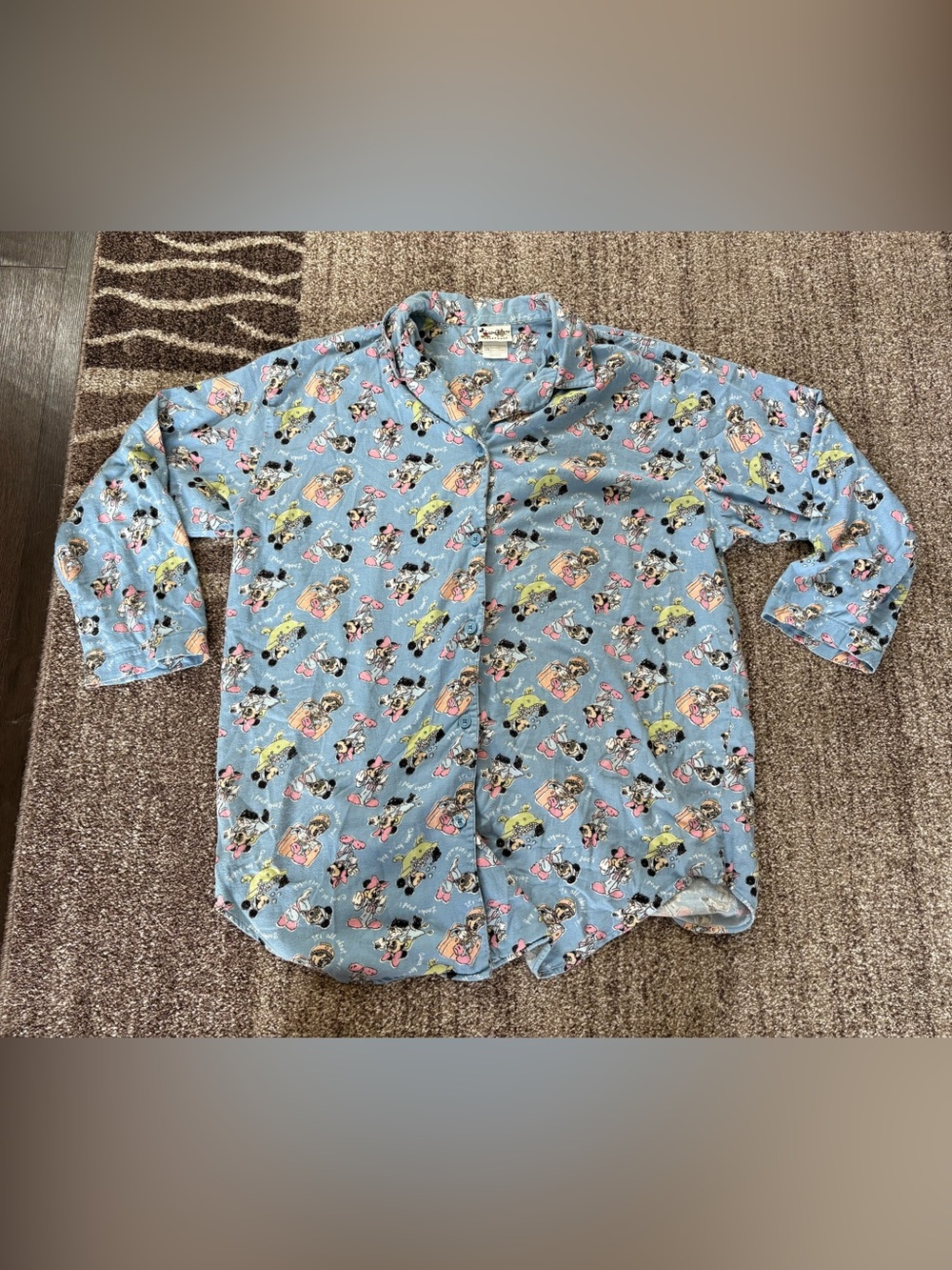 Walt Disney World Sleepwear Minnie Mouse Sleep Shirt Dress Button-up Spa L/XL